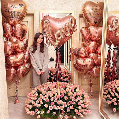 Herz Folienballon Roségold 32 Zoll 4er Pack - XXL Folienluftballons für Hochzeit & Geburtstag