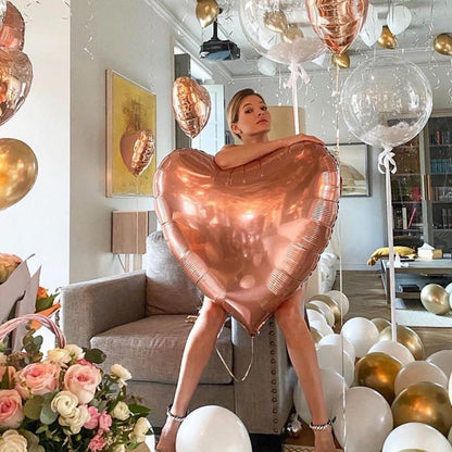 Roségold Herz Folienballon XXL Set 4 Stk. Hochzeit Geburtstag