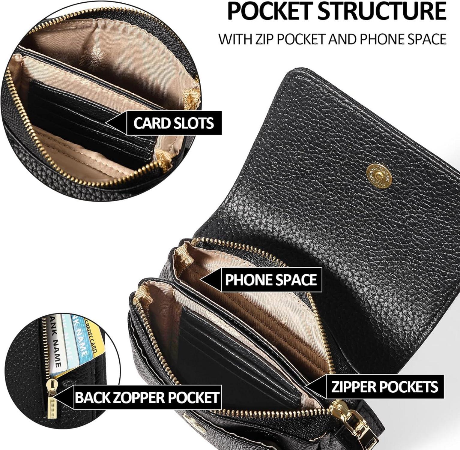 GAEKEAO Umhängetasche Damen Handy RFID-Blockierung Crossbody Bag Schwarz