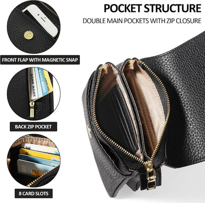 Umhängetasche Damen Crossbody Bag RFID Blockierung Schwarz