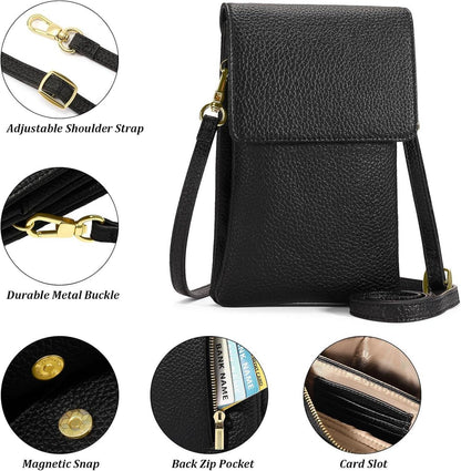 Umhängetasche Damen Handy Crossbody Bag RFID-Schutz Schwarz