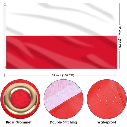 Polen Flagge 90x150 cm mit Ösen – Für EM, WM & Deko