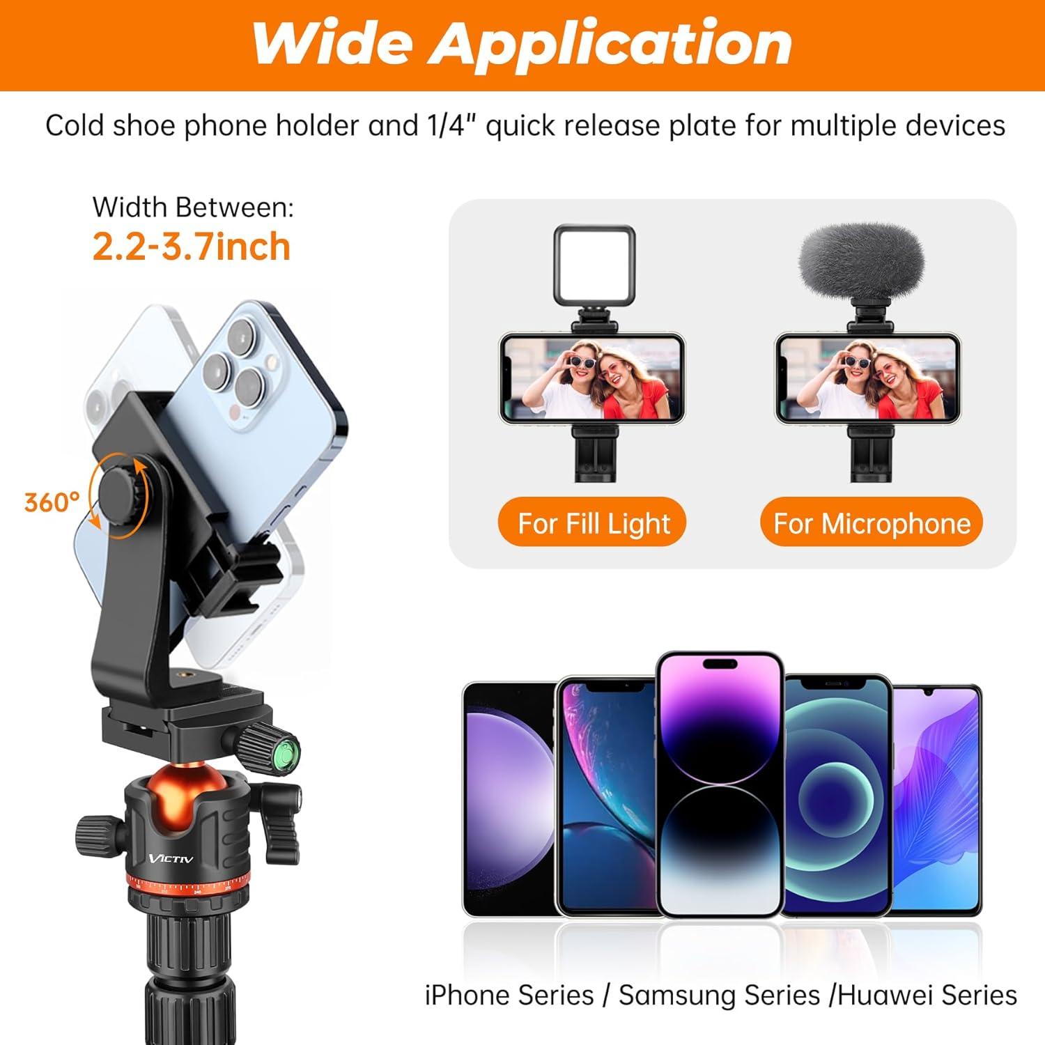Victiv 200cm Kamera Stativ Aluminium 360° Panorama für DSLR Smartphone