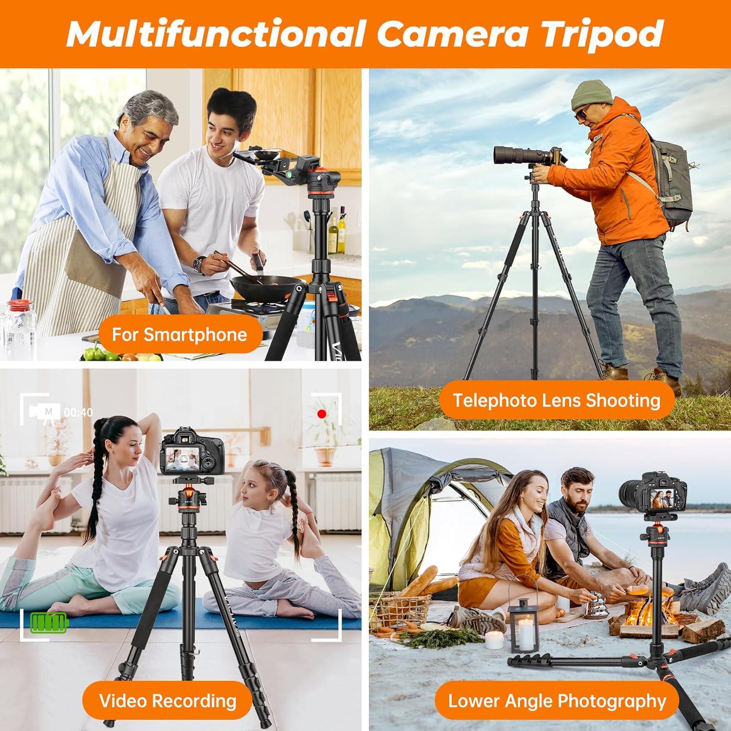 Kamera Stativ 200cm Tragbares Reisestativ mit 360° Kugelkopf DSLR
