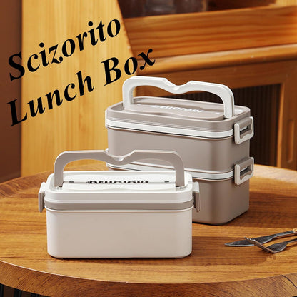 Scizorito Adult Bento Box mit Snap, Edelstahl Utensilien, stapelbar