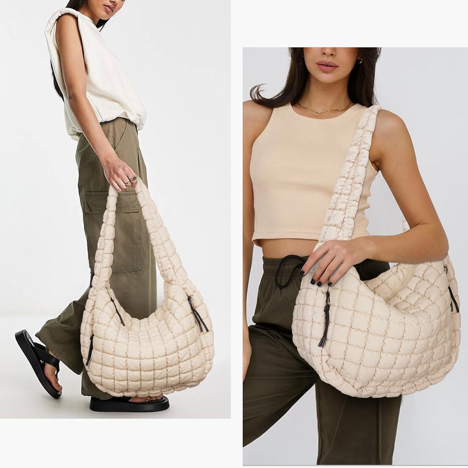 Gesteppte Crossbody Tasche Groß Baumwolle Daunen Tote Bag