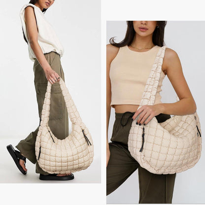 Gesteppte Crossbody Tasche Groß Baumwolle Daunen Tote Bag