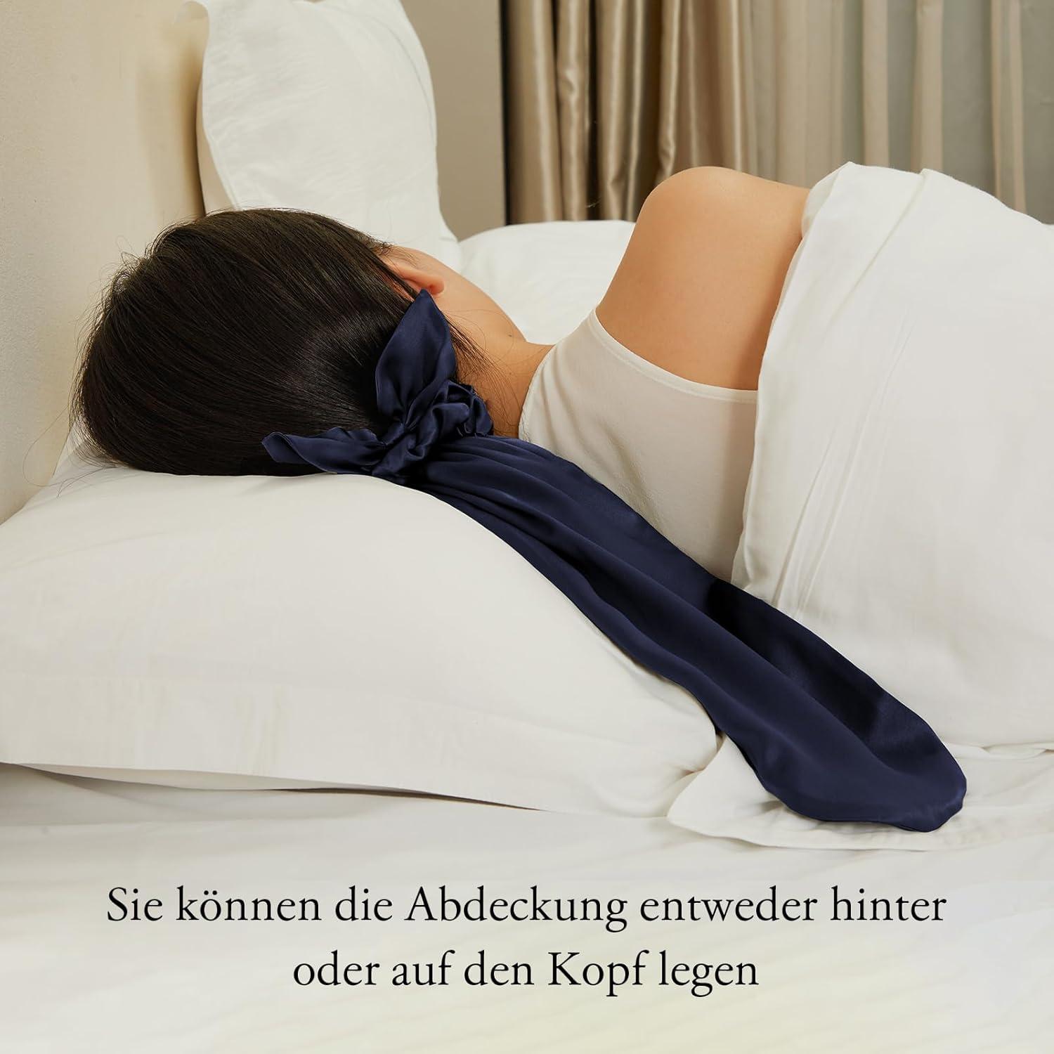 LilySilk Seide Mütze Scrunchies Haargummi 100% Seide elastisch Dunkelblau
