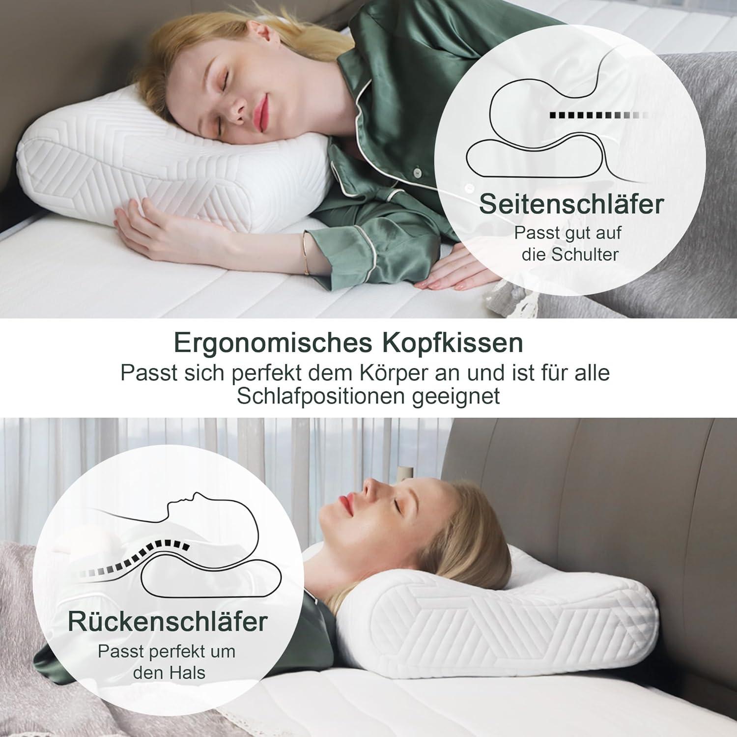 Höheneinstellbares Memory Foam Nackenstützkissen mit Bezug