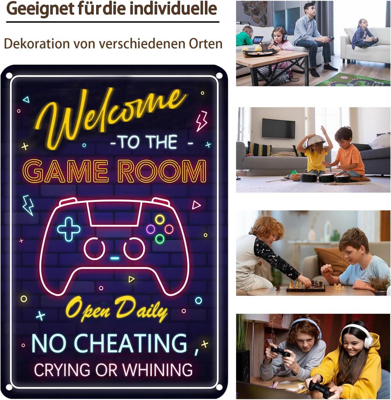 Welcome To The Game Room Metall Wanddekoration Vintage Spielzimmer