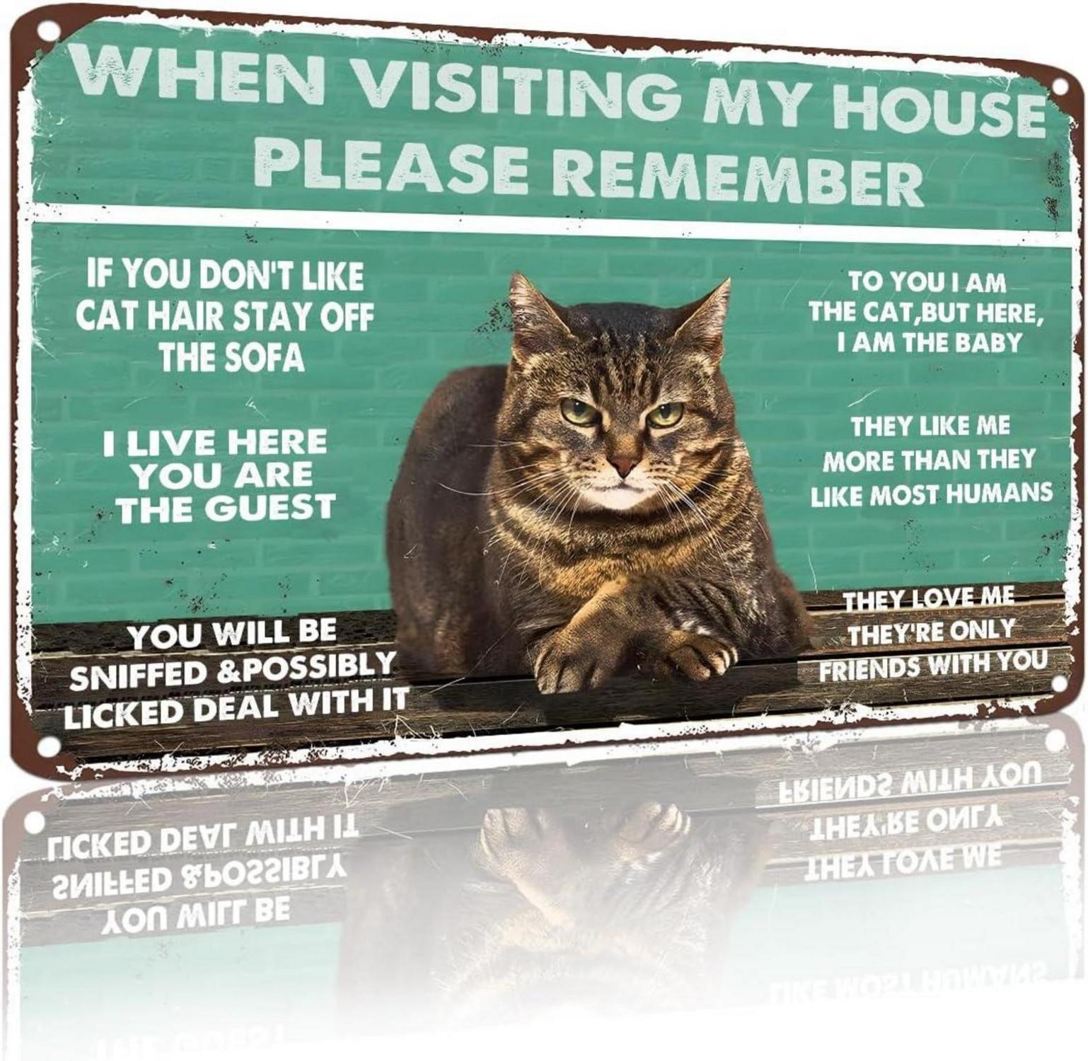 Deko Wand Poster Vintage Katze Zinn Metall 20x30cm