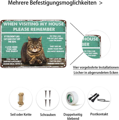 Deko Wand Poster Vintage Katze Zinn Metall 20x30cm