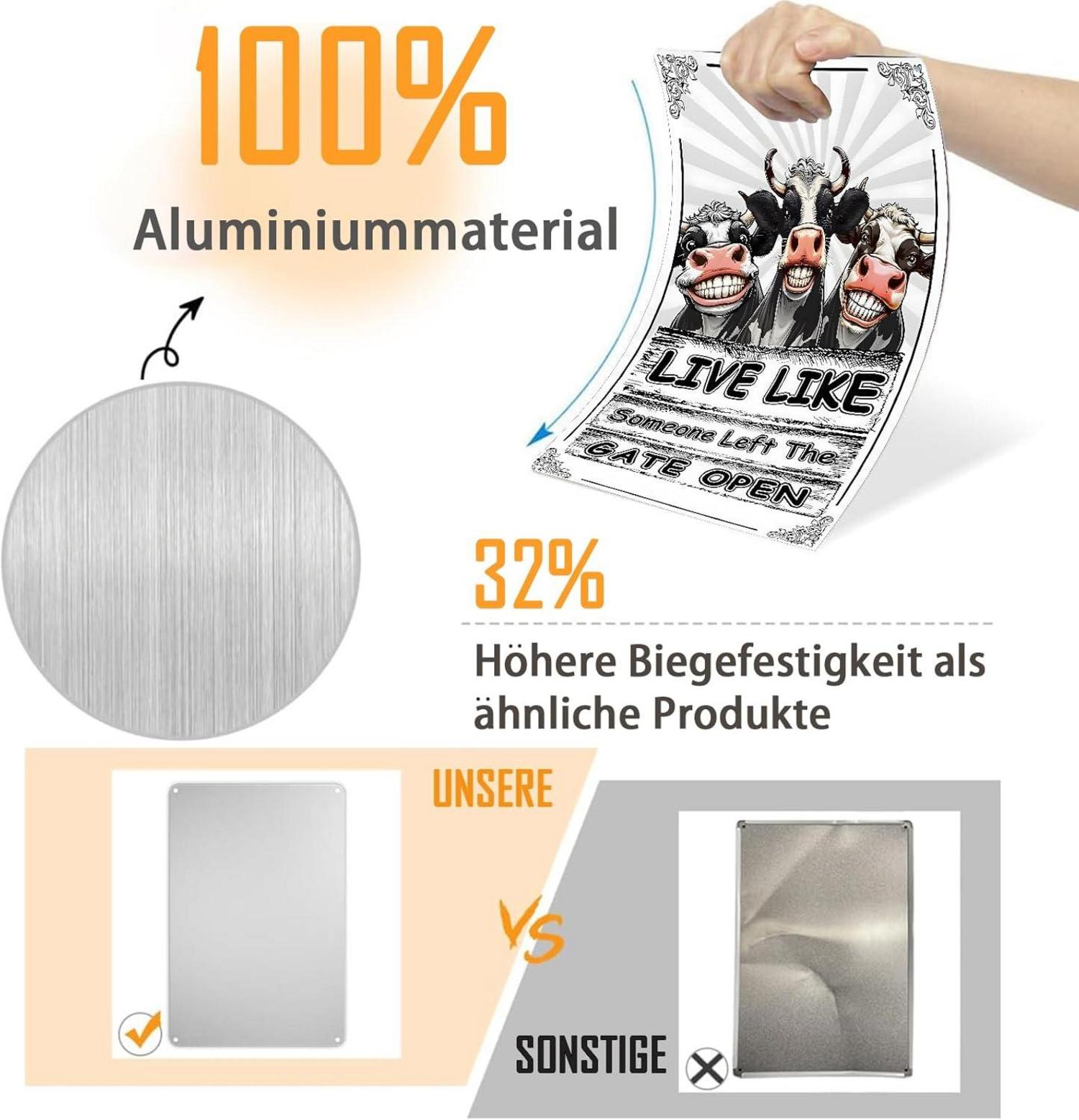 Yiruhe Lustiges Kuh Zinn Gemälde Schild | Art Deco Wandkunst 20x30cm