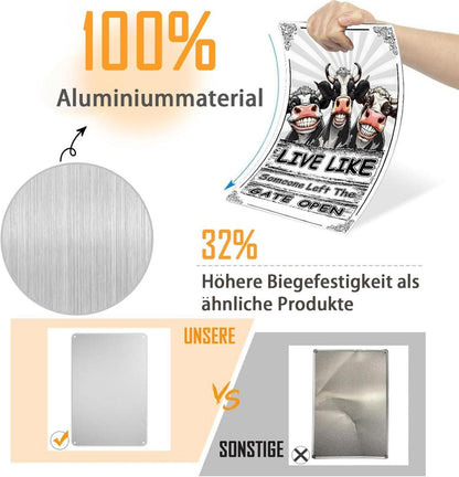 Yiruhe Lustiges Kuh Zinn Gemälde Schild | Art Deco Wandkunst 20x30cm