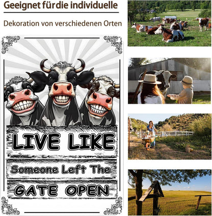 Lustiges Kuh Zinn Gemälde Wandkunst 20x30cm Art Deco Deko