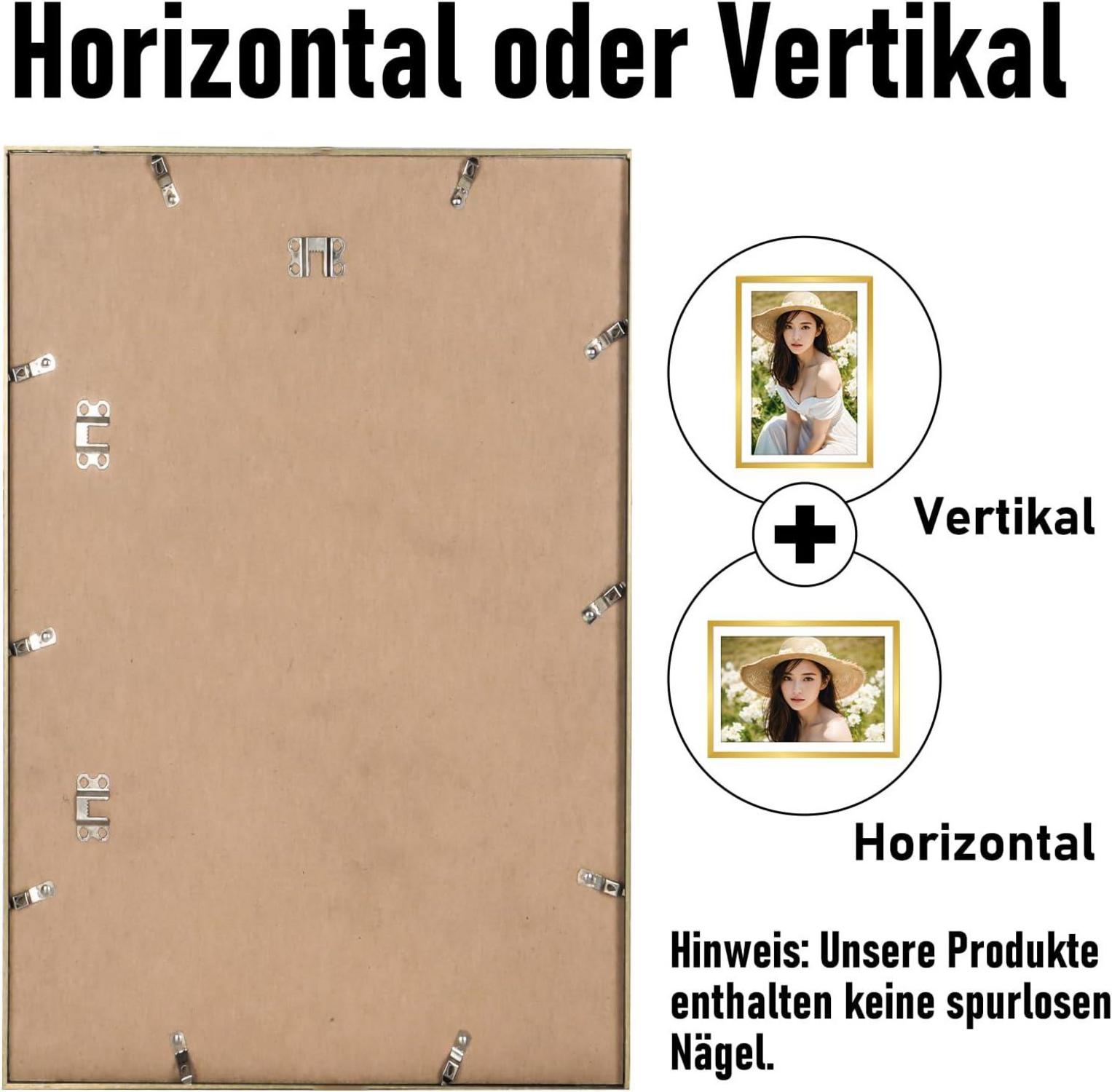 Moderner Gold Aluminium Bilderrahmen 40x60cm Acrylglas Passepartout