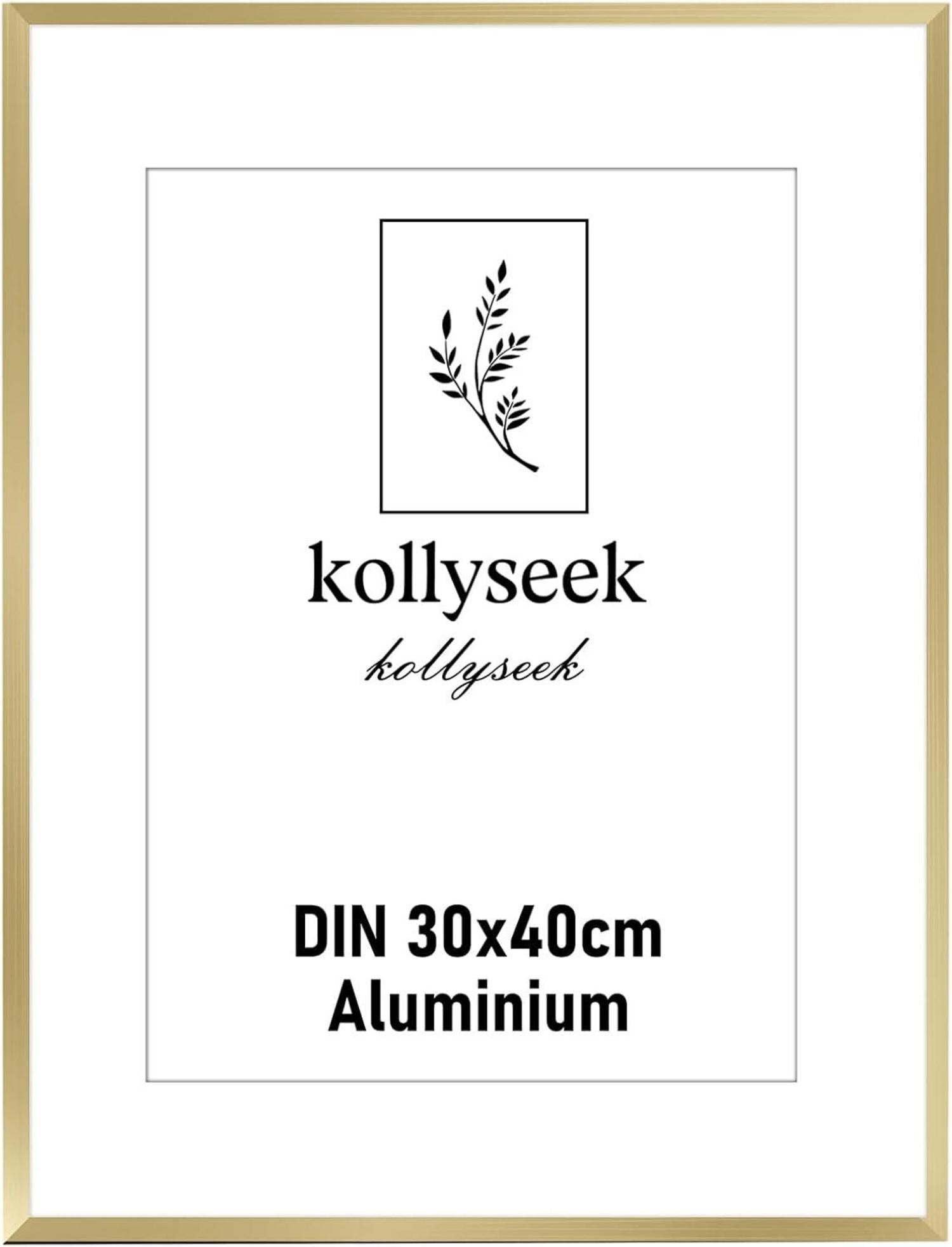 Goldener Aluminium Bilderrahmen 30x40cm Acrylglas Passepartout