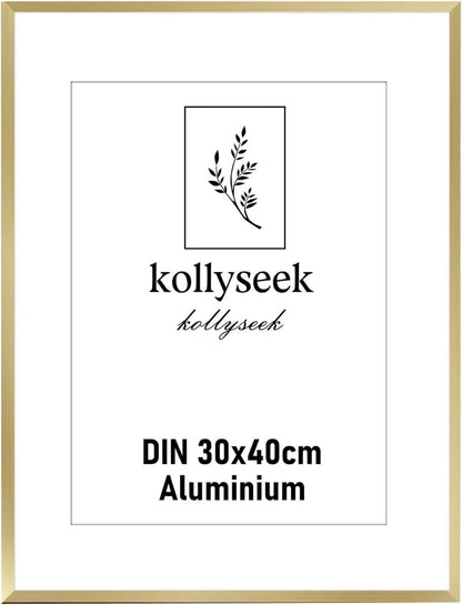 Goldener Aluminium Bilderrahmen 30x40cm Acrylglas Passepartout