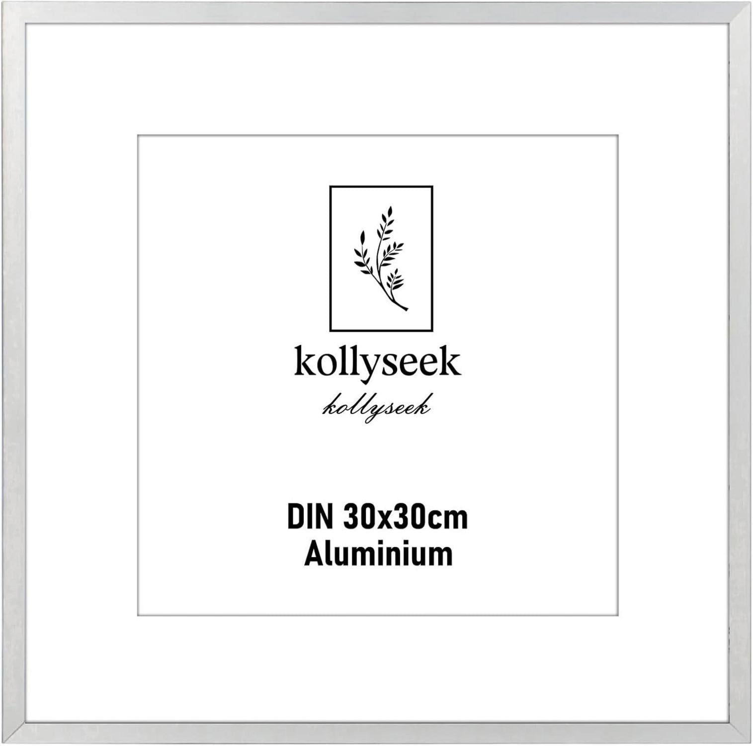 Bilderrahmen Aluminium Silber 30x30cm Acrylglas Passepartout
