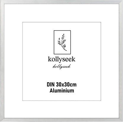 Bilderrahmen Aluminium Silber 30x30cm Acrylglas Passepartout