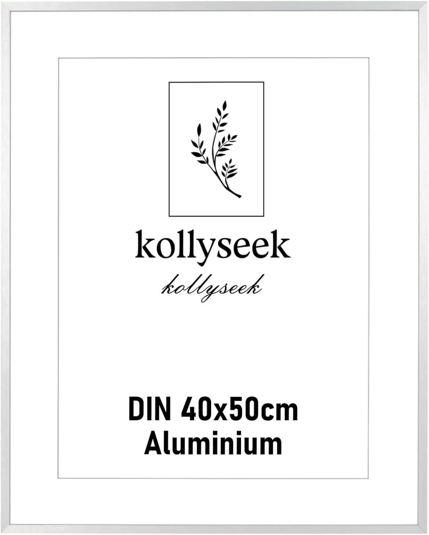 Bilderrahmen Aluminium 40x50 cm Silber Acrylglas Passepartout modern