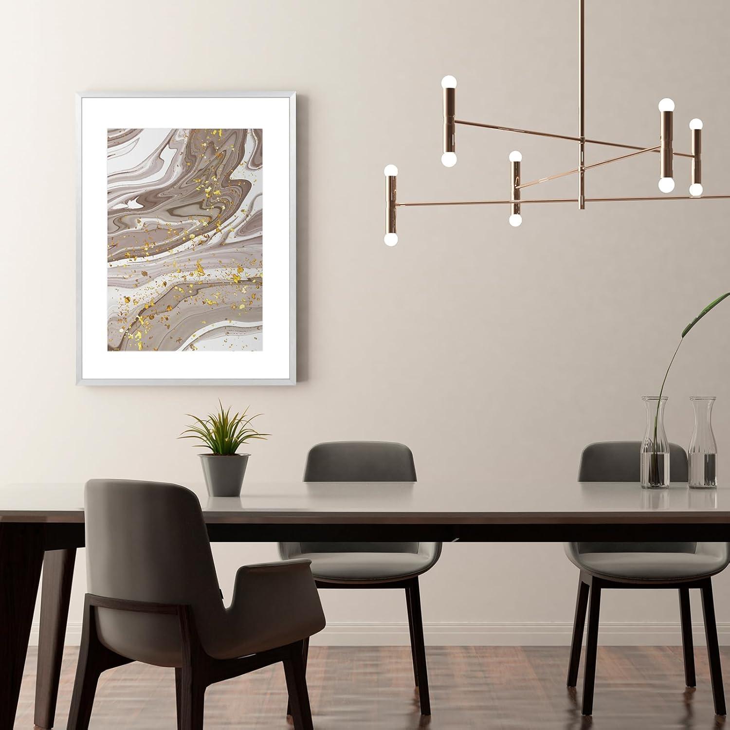 Bilderrahmen Aluminium 40x50 cm Silber Passepartout Acrylglas modern