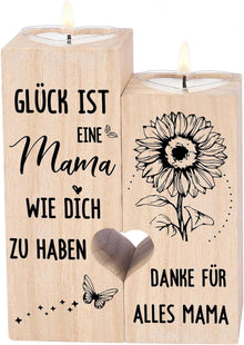 Personalisierter Holz Kerzenständer Geschenk Mama Muttertagsgeschenk