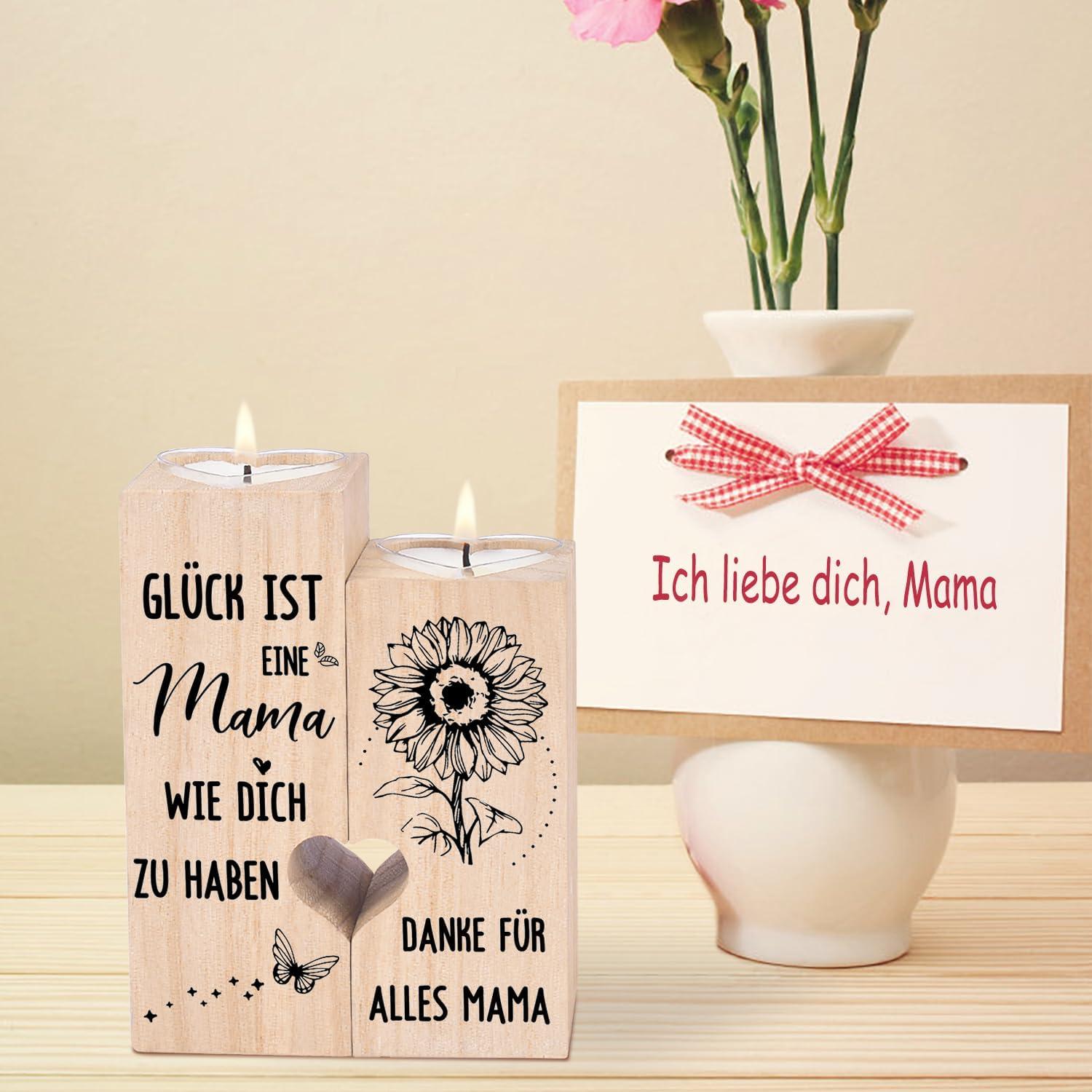 Personalisierter Holz Kerzenhalter Geschenk Mama Muttertag