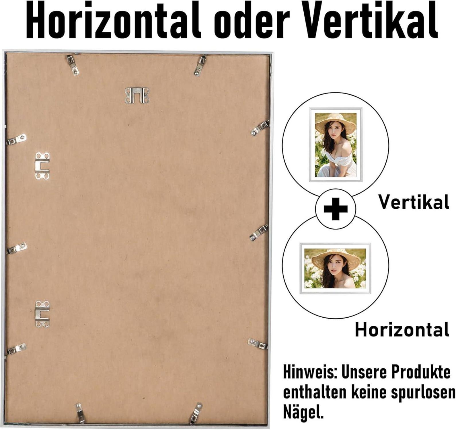 Fotorahmen Aluminium Silber 50x70cm Acrylglas Passepartout