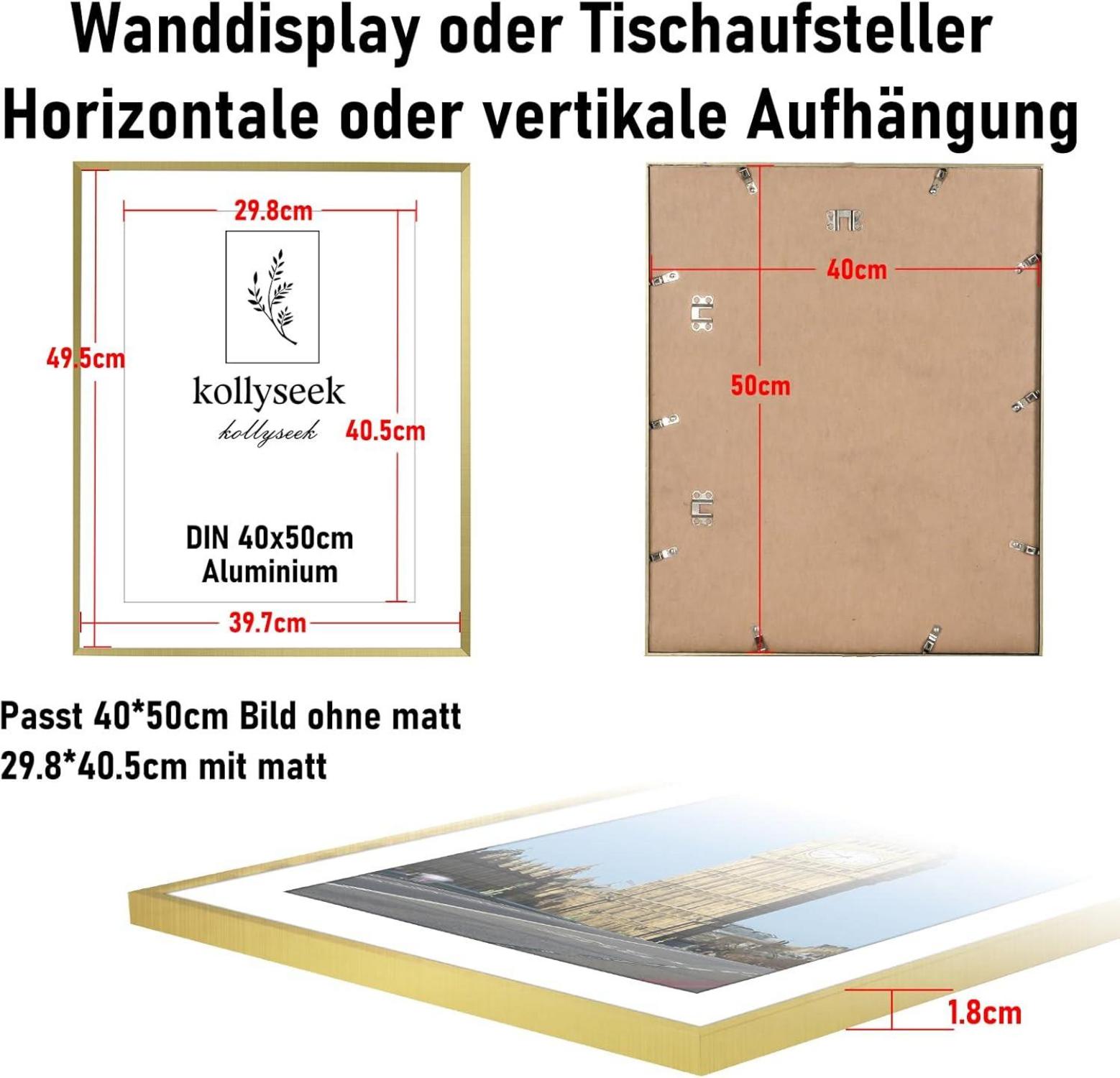 Goldener Aluminium-Bilderrahmen mit Acrylglas 40x50cm