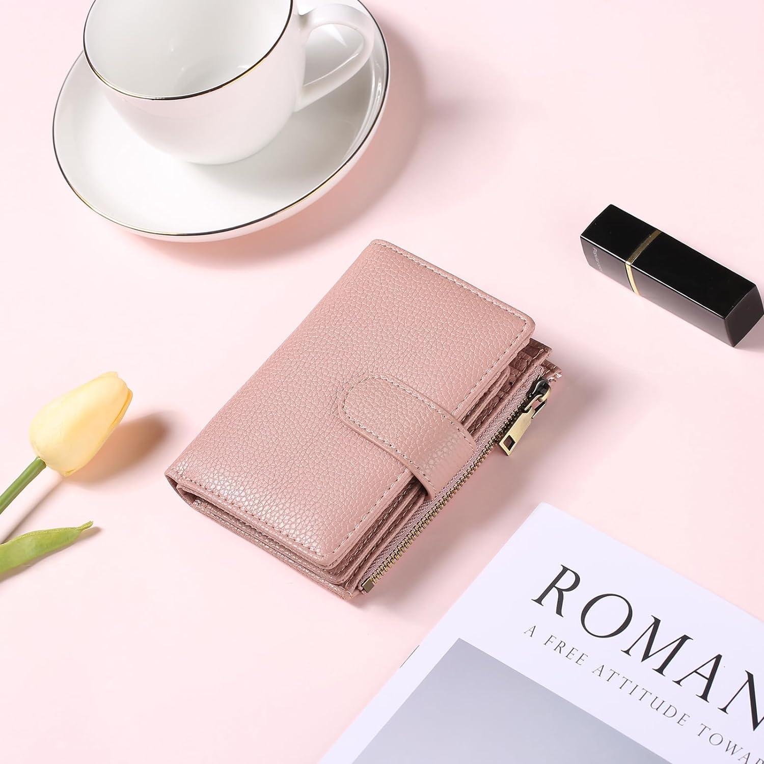 Moderne GAEKEAO Damen Geldbörse RFID Schutz Reißverschluss Klein Silver