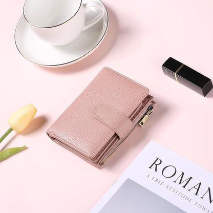 Moderne GAEKEAO Damen Geldbörse RFID Schutz Reißverschluss Klein Silver
