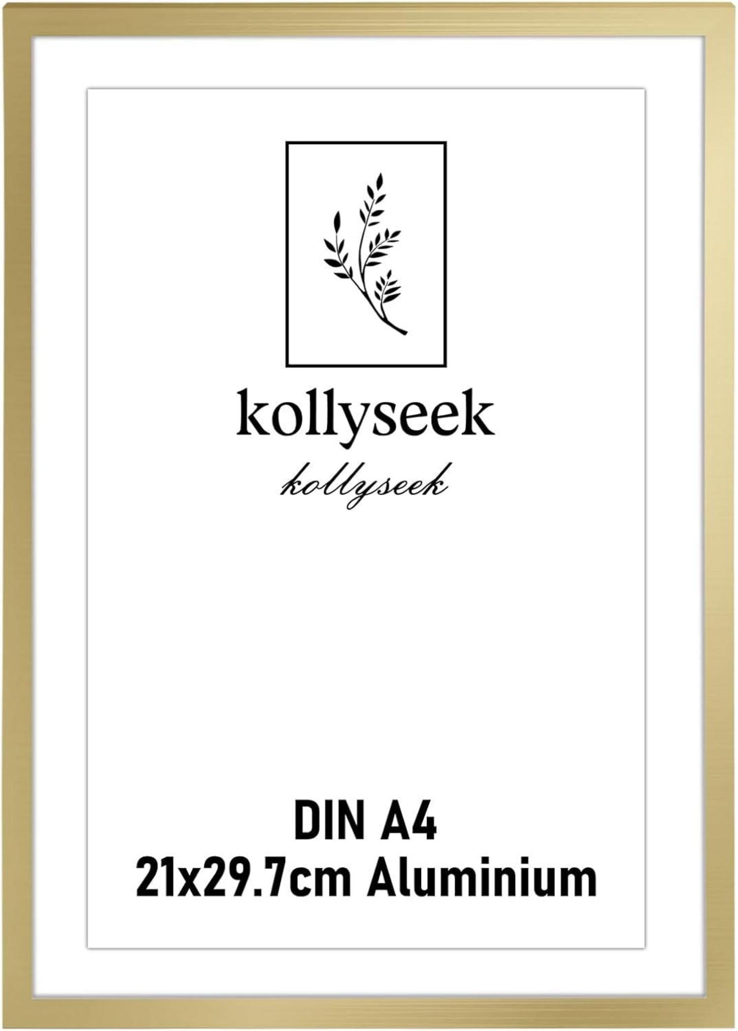 Bilderrahmen Aluminium DIN A4 Gold Metall mit Acrylglas