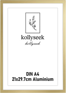 Bilderrahmen Aluminium DIN A4 Gold Metall mit Acrylglas