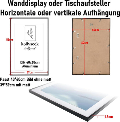 Schwarzer Aluminium-Bilderrahmen 40x60cm Poster Rahmen Acrylglas