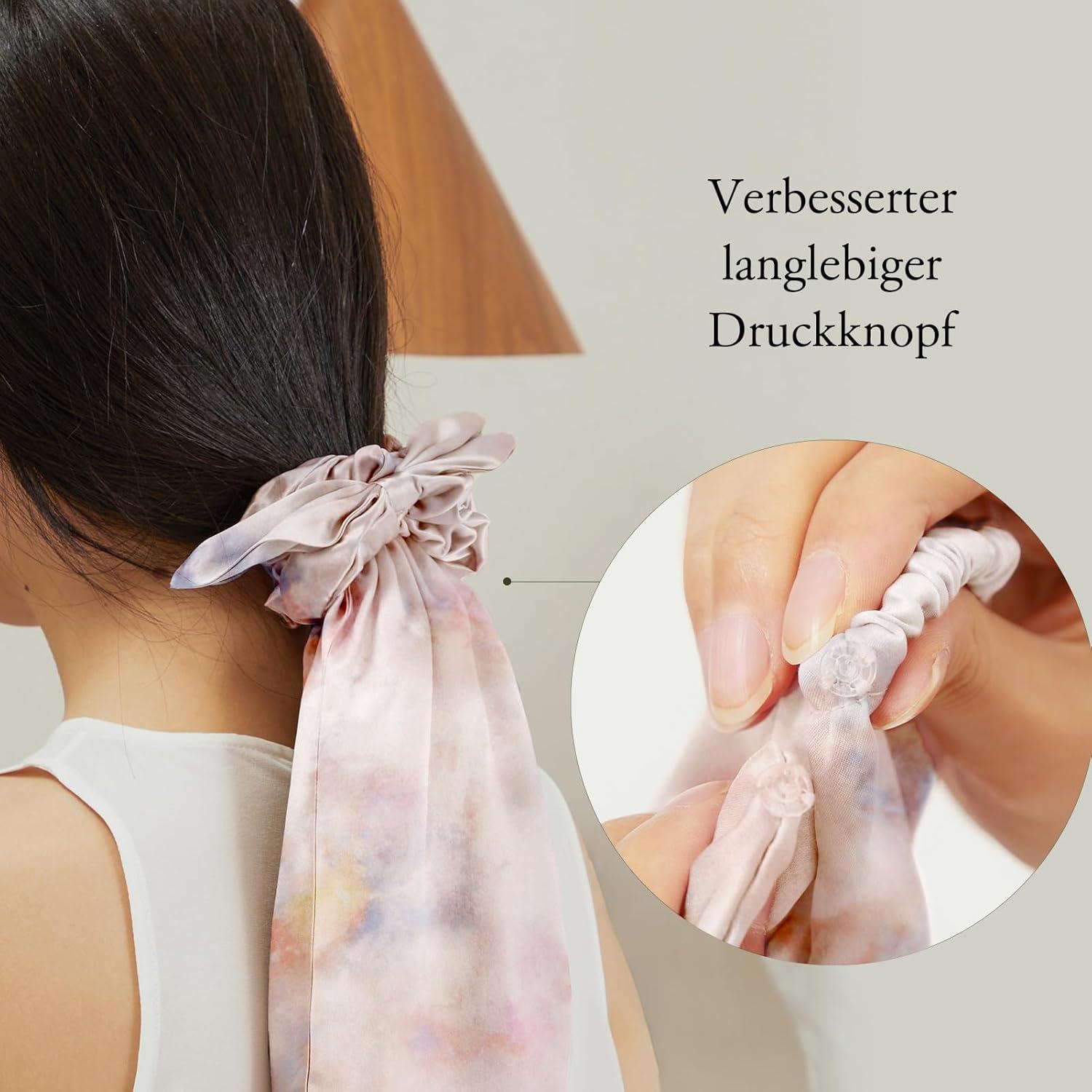 LilySilk Seidenhaube für Schlafende 2-in-1 Haargummis Langes Haar Einstellbar