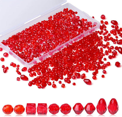 Rote Glasperlen Set 4/6/8 mm, 800 Stück für DIY Schmuck