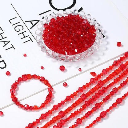 Rote Glasperlen Set 4/6/8 mm, 800 Stück für DIY Schmuck