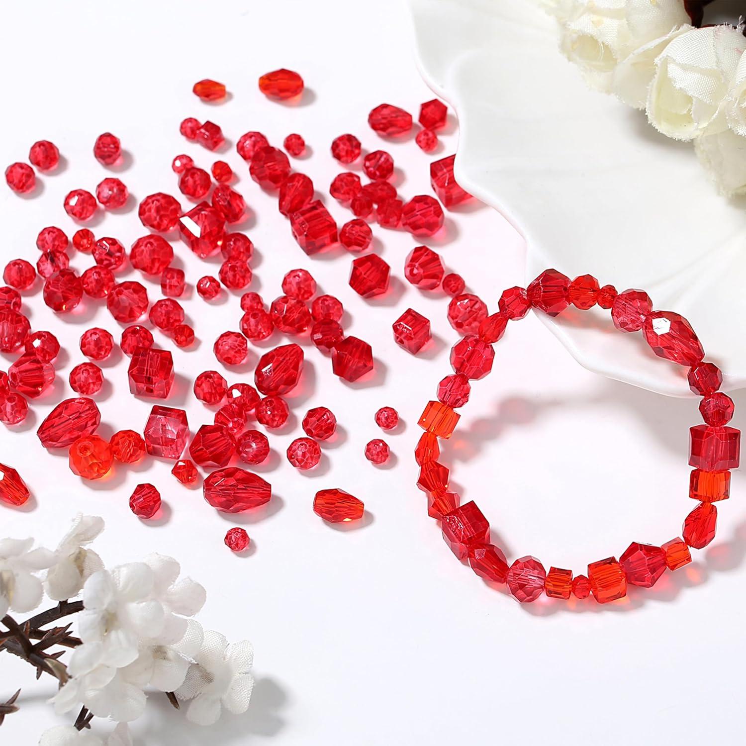 XIANNVXI Rote Glasperlen Set 4/6/8 mm - 800 Stück - DIY Schmuckherstellung