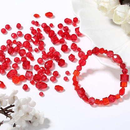 XIANNVXI Rote Glasperlen Set 4/6/8 mm - 800 Stück - DIY Schmuckherstellung