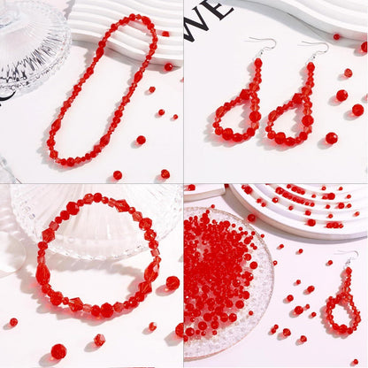 Rot Glasperlen Set 4/6/8 mm - 800 Stück Bastelperlen für