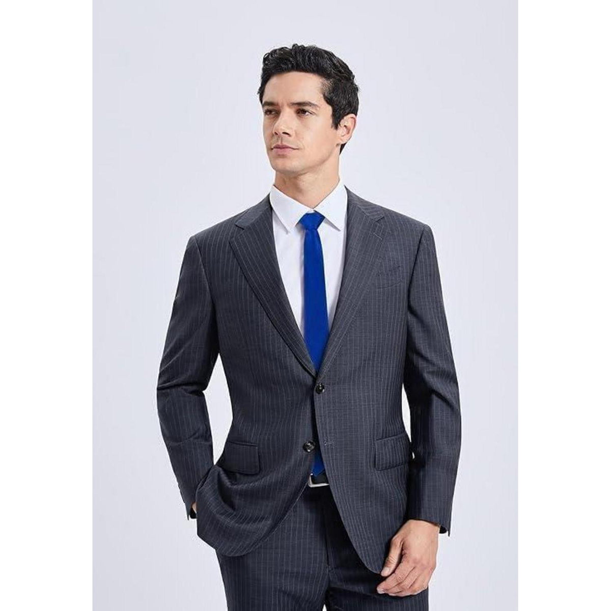 Schmale Seidenkrawatte Königsblau für Herren, 6cm Breite