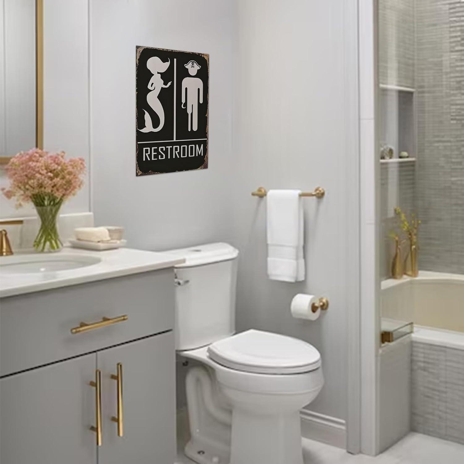 Meerjungfrau Piraten Thema Vintage Badezimmer Wand Deko 20x30cm