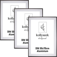 Kollyseek Aluminium Bilderrahmen 50x70cm Schwarz 3er Set Acrylglas