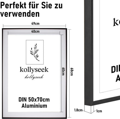 Aluminium Bilderrahmen Set 50x70 cm Schwarz Acrylglas 3er
