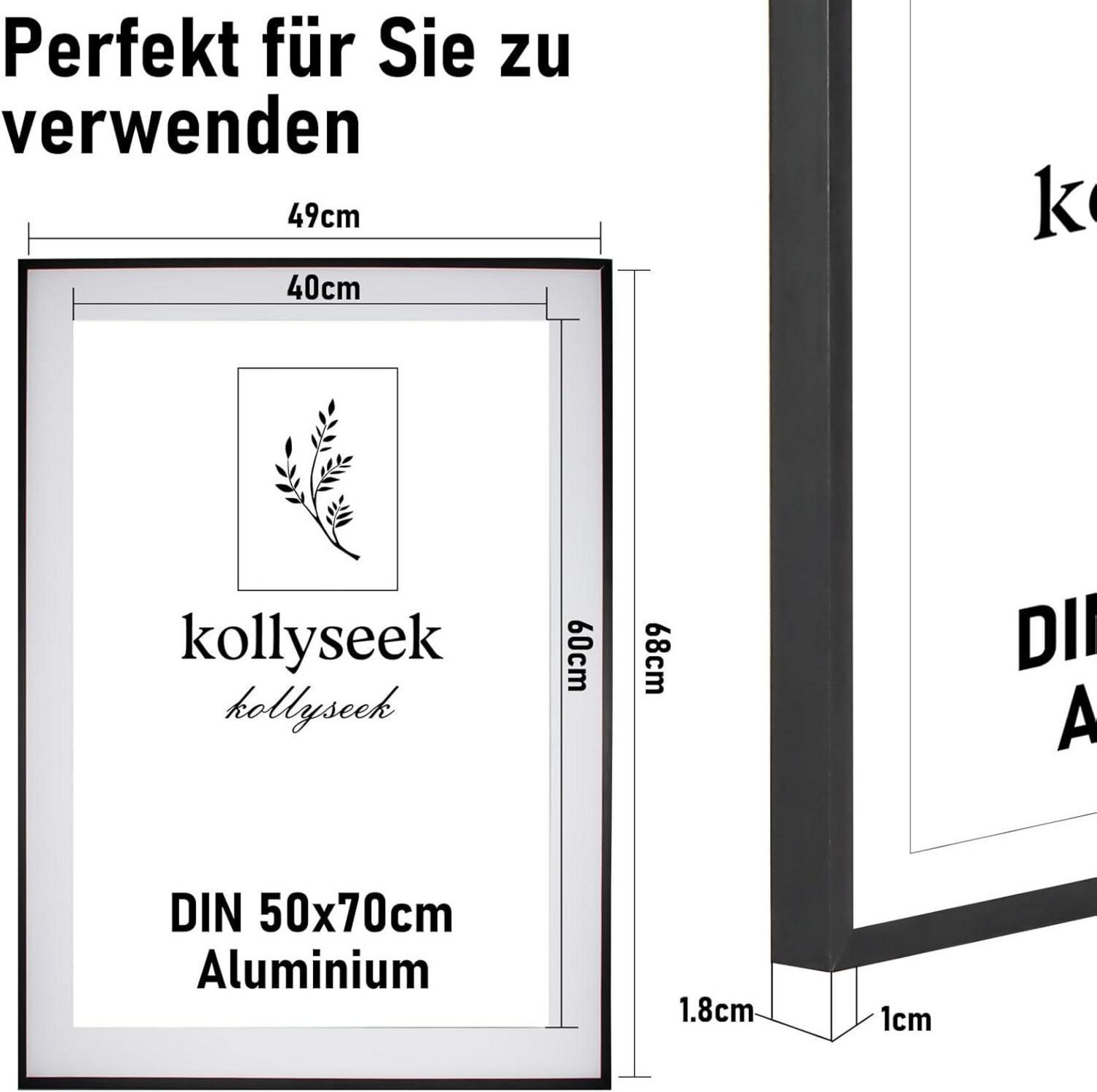 Aluminium Bilderrahmen Set 50x70 cm Schwarz Acrylglas 3er