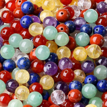 7 Chakra Naturstein Perlen 8mm zum Schmuckbasteln