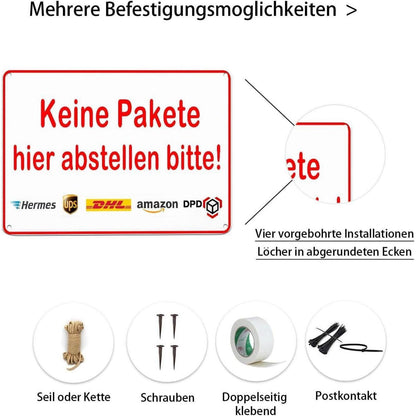 Wanddeko "Keine Pakete hier abstellen" Aluminium 20x30cm