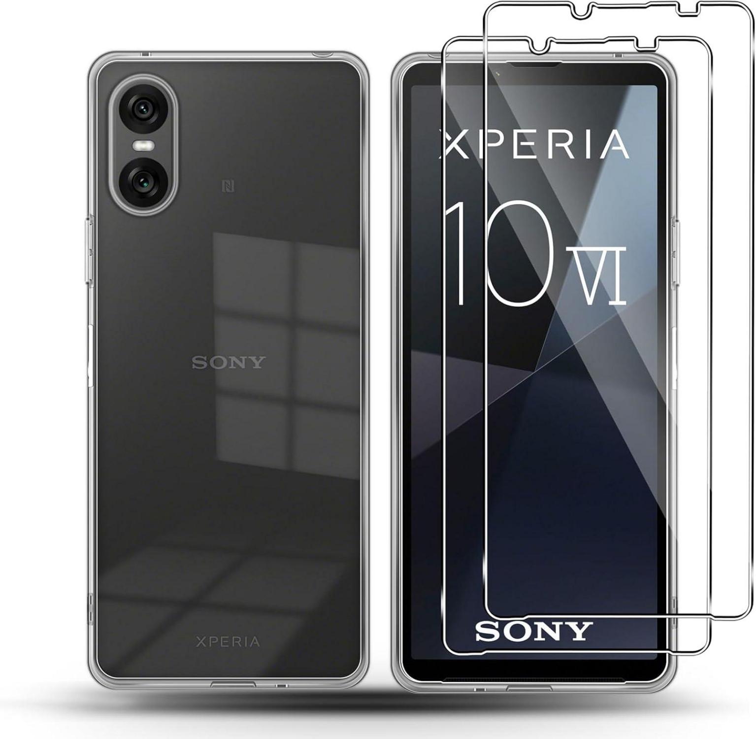 Sony Xperia 10 VI Hülle mit Schutzfolie Set 9H Glas TPU Transparent