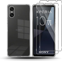 Sony Xperia 10 VI Hülle mit Schutzfolie Set 9H Glas TPU Transparent